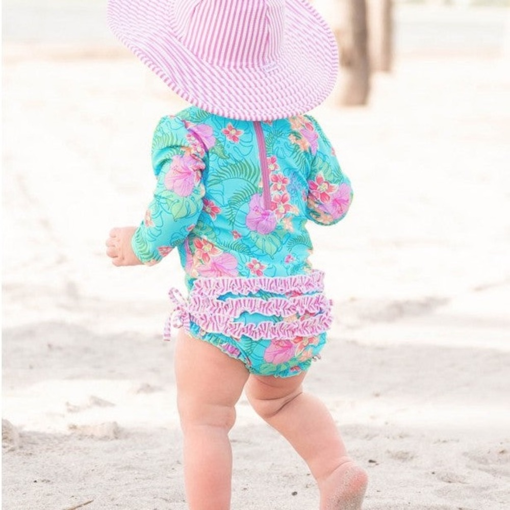 Rufflebutts Orchid Oasis One Piece Rash Guard - Picture 3 of 7